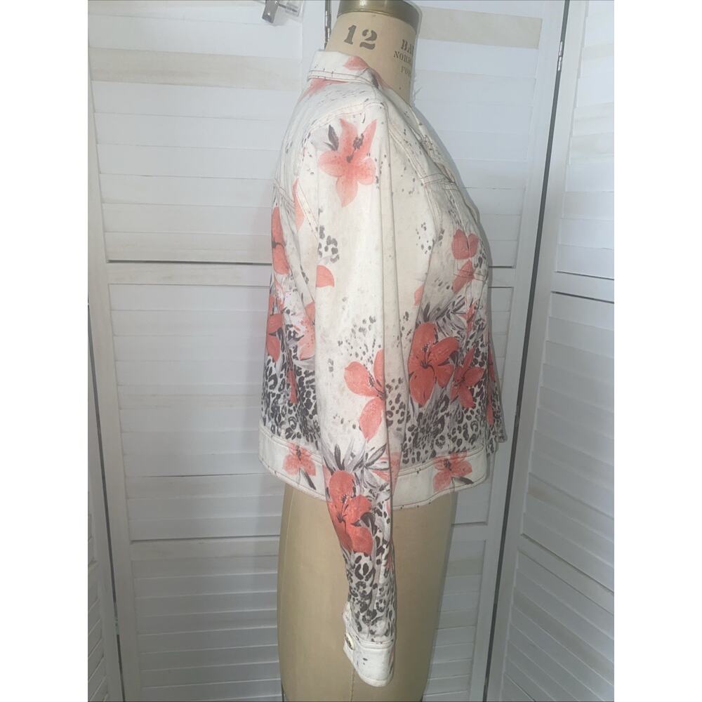 Nancy Bolen City Girl Ladies’ Size M Cream Denim Floral Lightweight Jacket - Picture 4 of 9